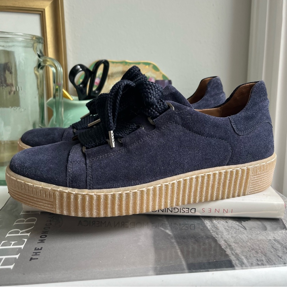 Gabor Navy Suede Platform Sneakers